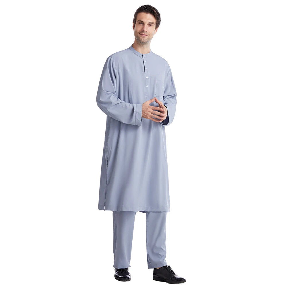 Ensemble Thobe Pantalon Homme – Tenue Islamique Ramadan 2 Pièces