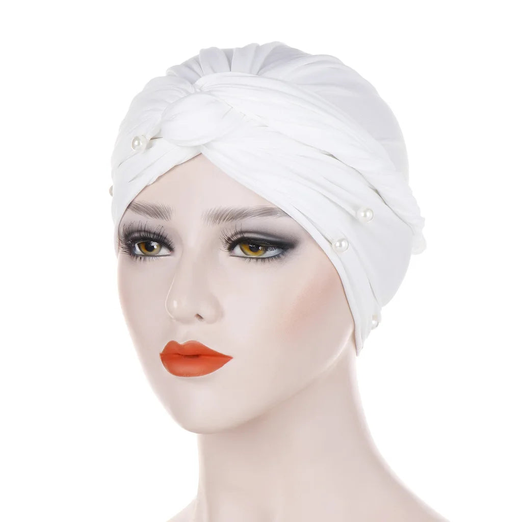 Bonnet Turban Femme Velours Perlé – Hijab Élastique Islamique