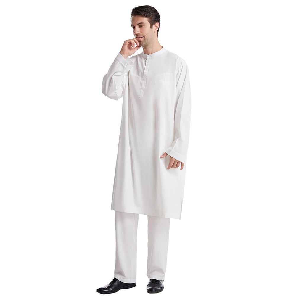 Ensemble Thobe Pantalon Homme – Tenue Islamique Ramadan 2 Pièces