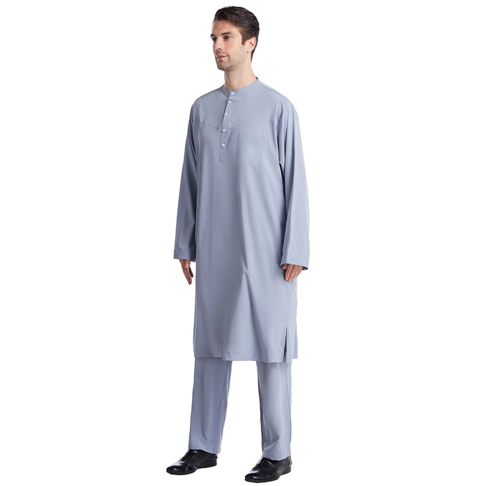 Ensemble Thobe Pantalon Homme – Tenue Islamique Ramadan 2 Pièces