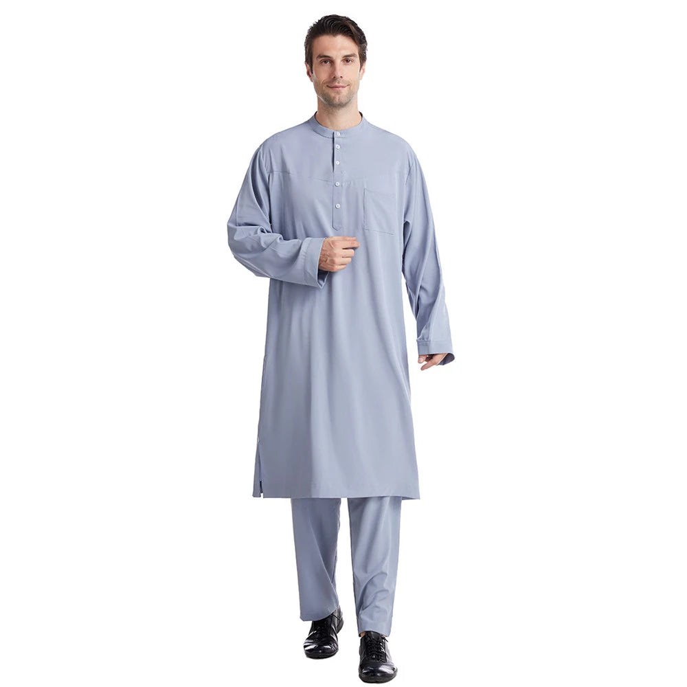 Ensemble Thobe Pantalon Homme – Tenue Islamique Ramadan 2 Pièces