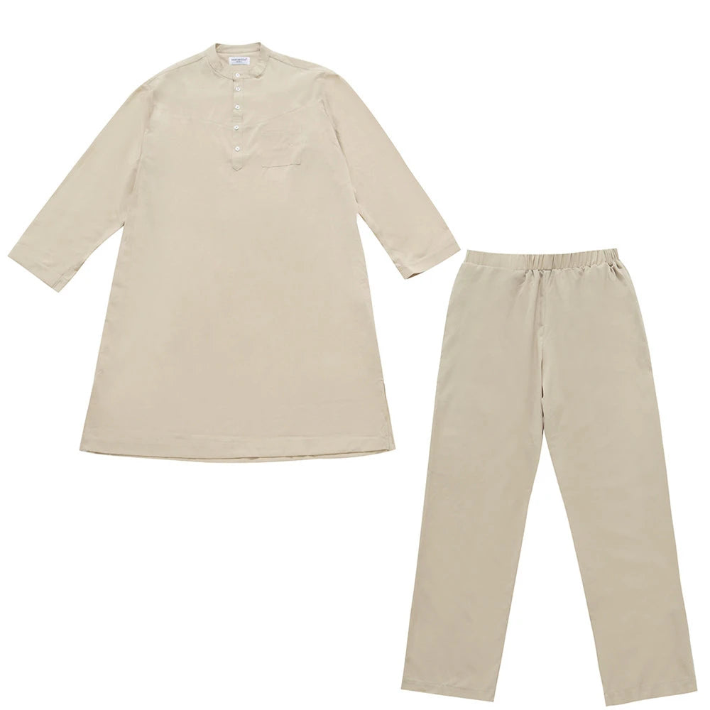 Ensemble Thobe Pantalon Homme – Tenue Islamique Ramadan 2 Pièces
