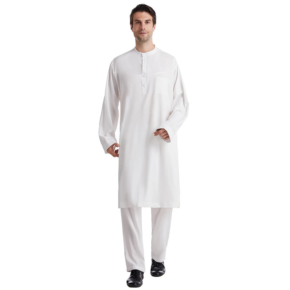 Ensemble Thobe Pantalon Homme – Tenue Islamique Ramadan 2 Pièces