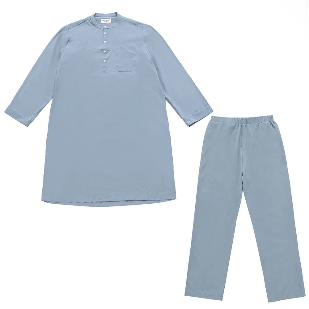 Ensemble Thobe Pantalon Homme – Tenue Islamique Ramadan 2 Pièces