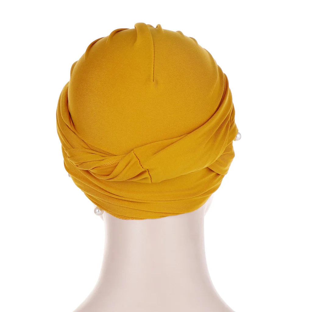 Bonnet Turban Femme Velours Perlé – Hijab Élastique Islamique