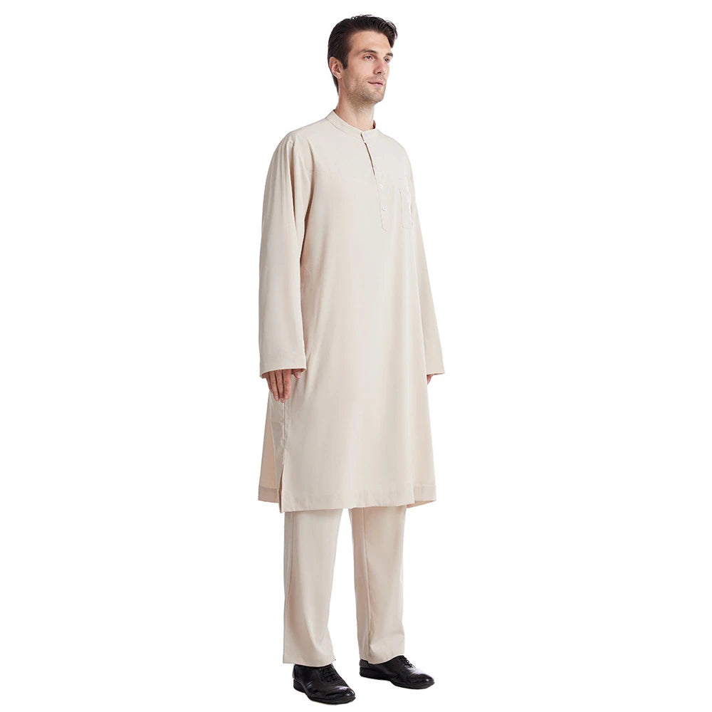 Ensemble Thobe Pantalon Homme – Tenue Islamique Ramadan 2 Pièces