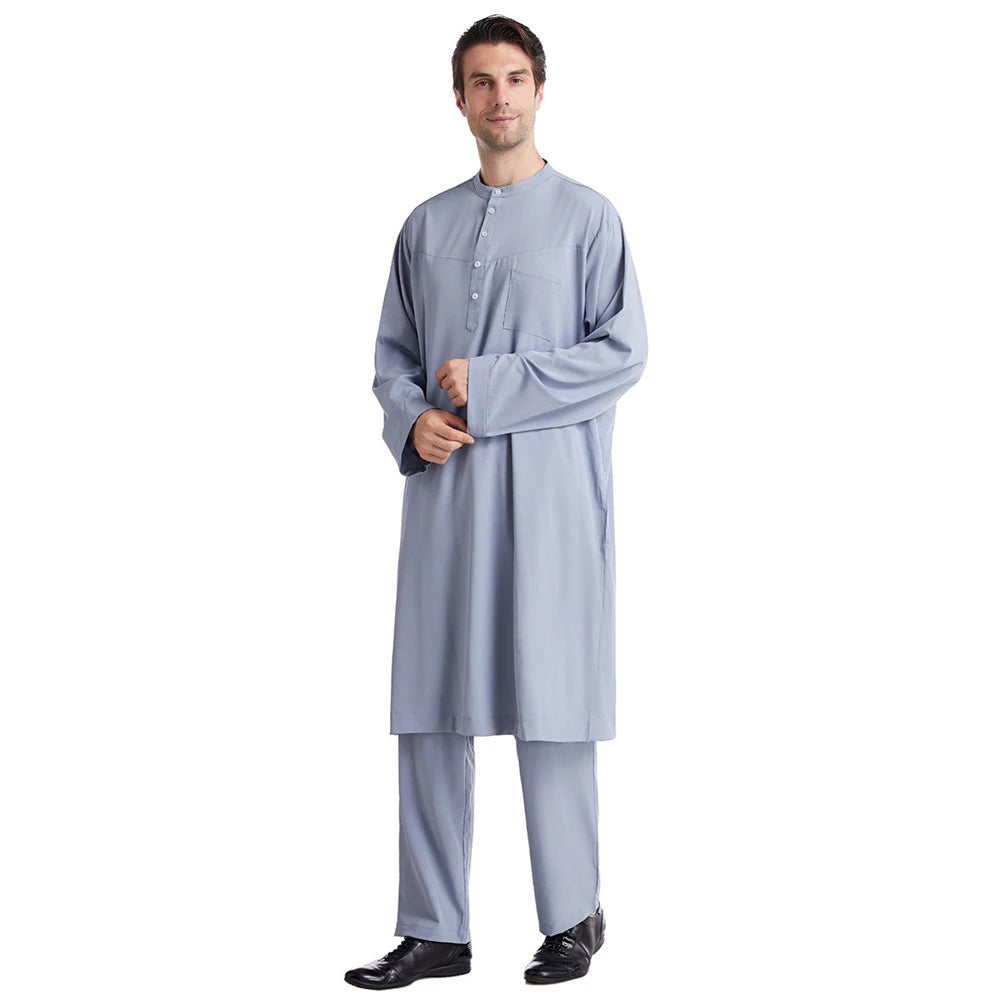 Ensemble Thobe Pantalon Homme – Tenue Islamique Ramadan 2 Pièces