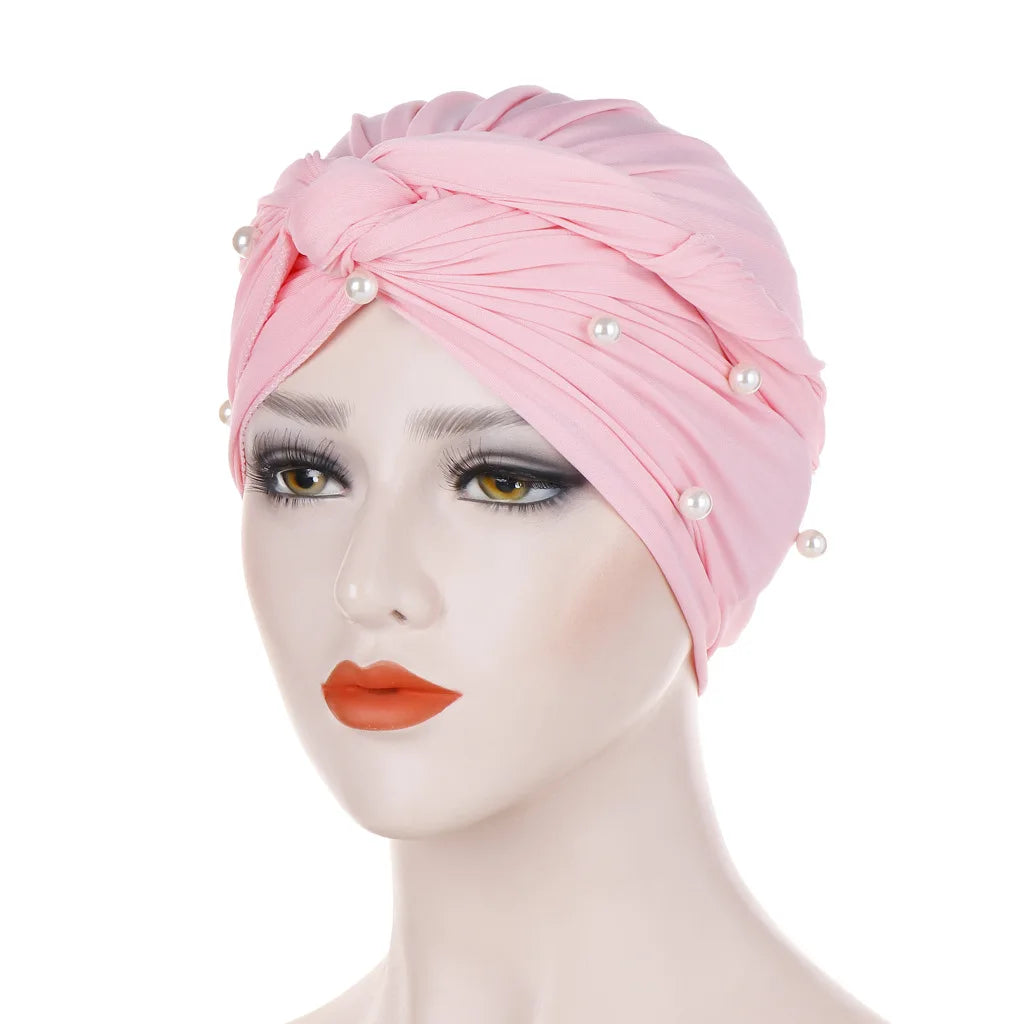 Bonnet Turban Femme Velours Perlé – Hijab Élastique Islamique
