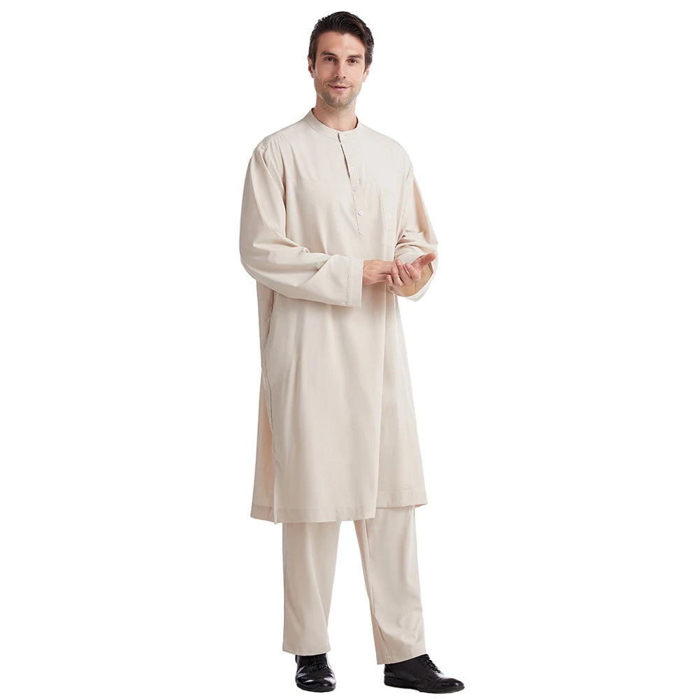 Ensemble Thobe Pantalon Homme – Tenue Islamique Ramadan 2 Pièces