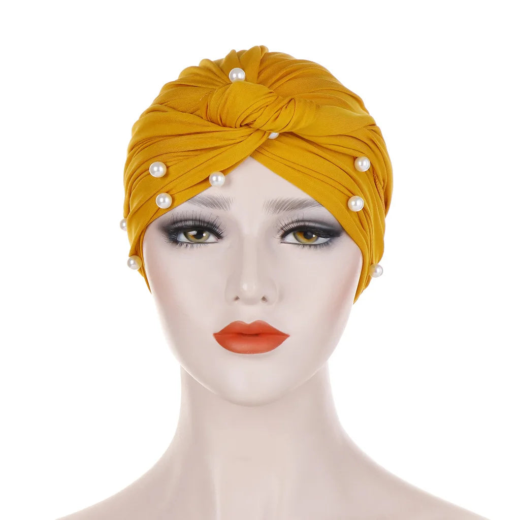 Bonnet Turban Femme Velours Perlé – Hijab Élastique Islamique