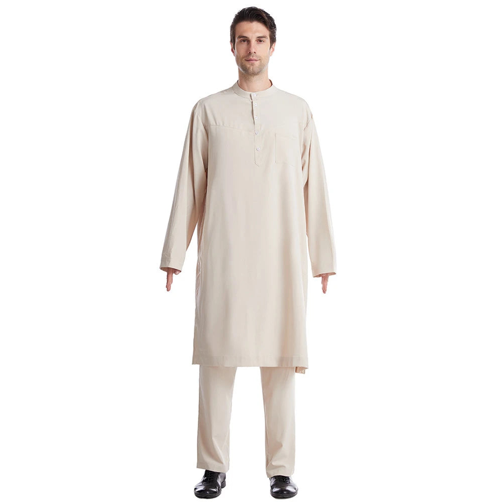 Ensemble Thobe Pantalon Homme – Tenue Islamique Ramadan 2 Pièces