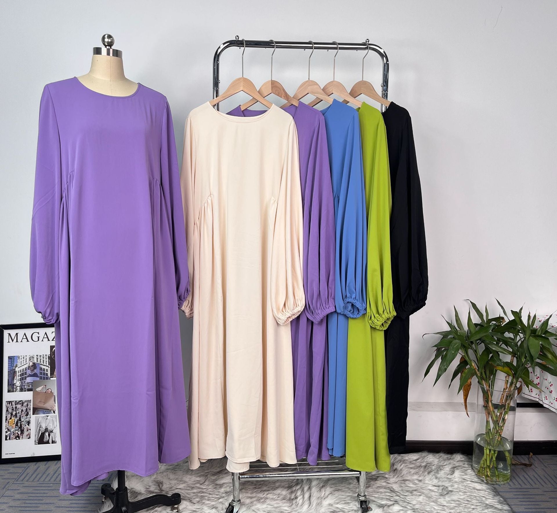 Abaya Caftan Femme Unie – Robe Maxi Casual Modest Ramadan