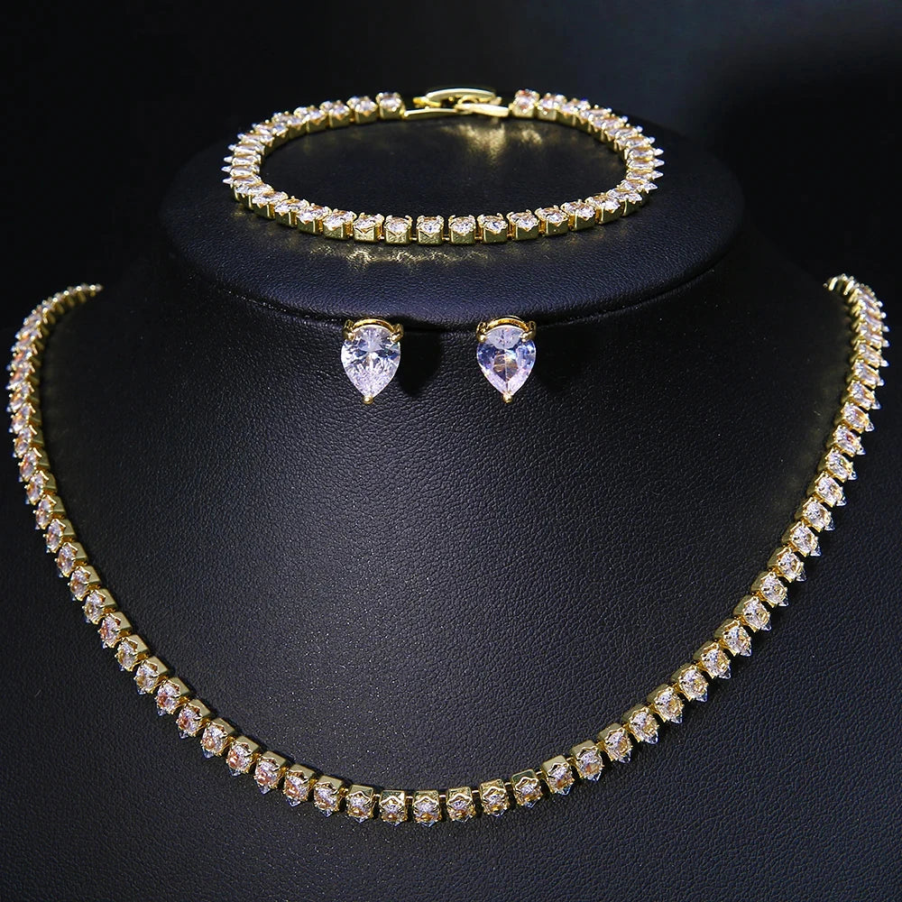 Parure collier & boucles d'oreilles zirconium AAA – Mariage