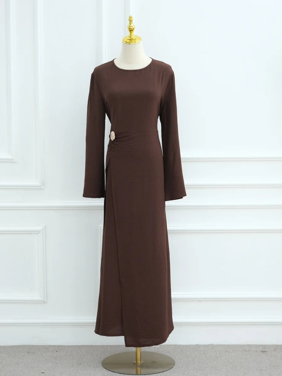Abaya Femme Unie à Cordon – Robe Longue Modest Ramadan