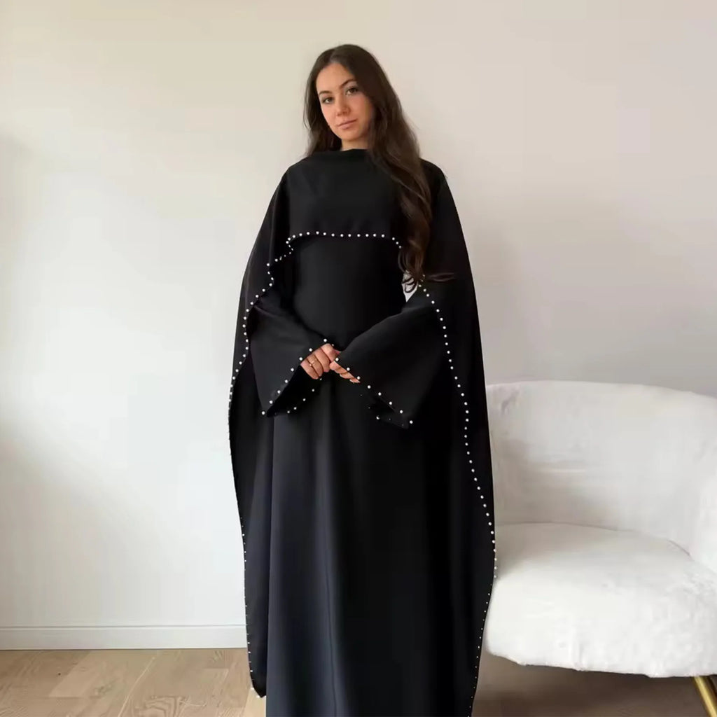 Abaya cape perles Dubai – Robe modeste raffinée
