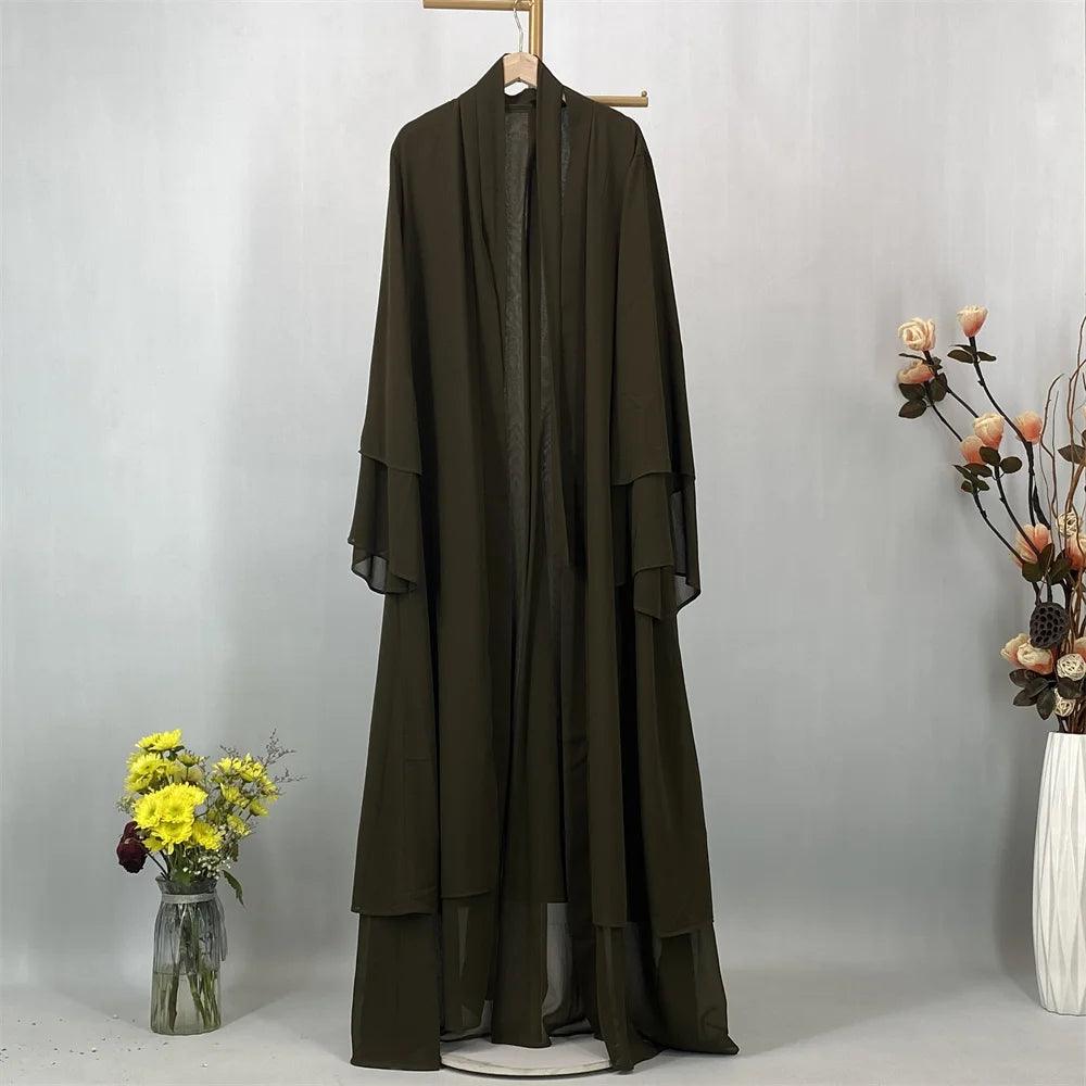 Abaya ouverte en mousseline – Style Kebaya