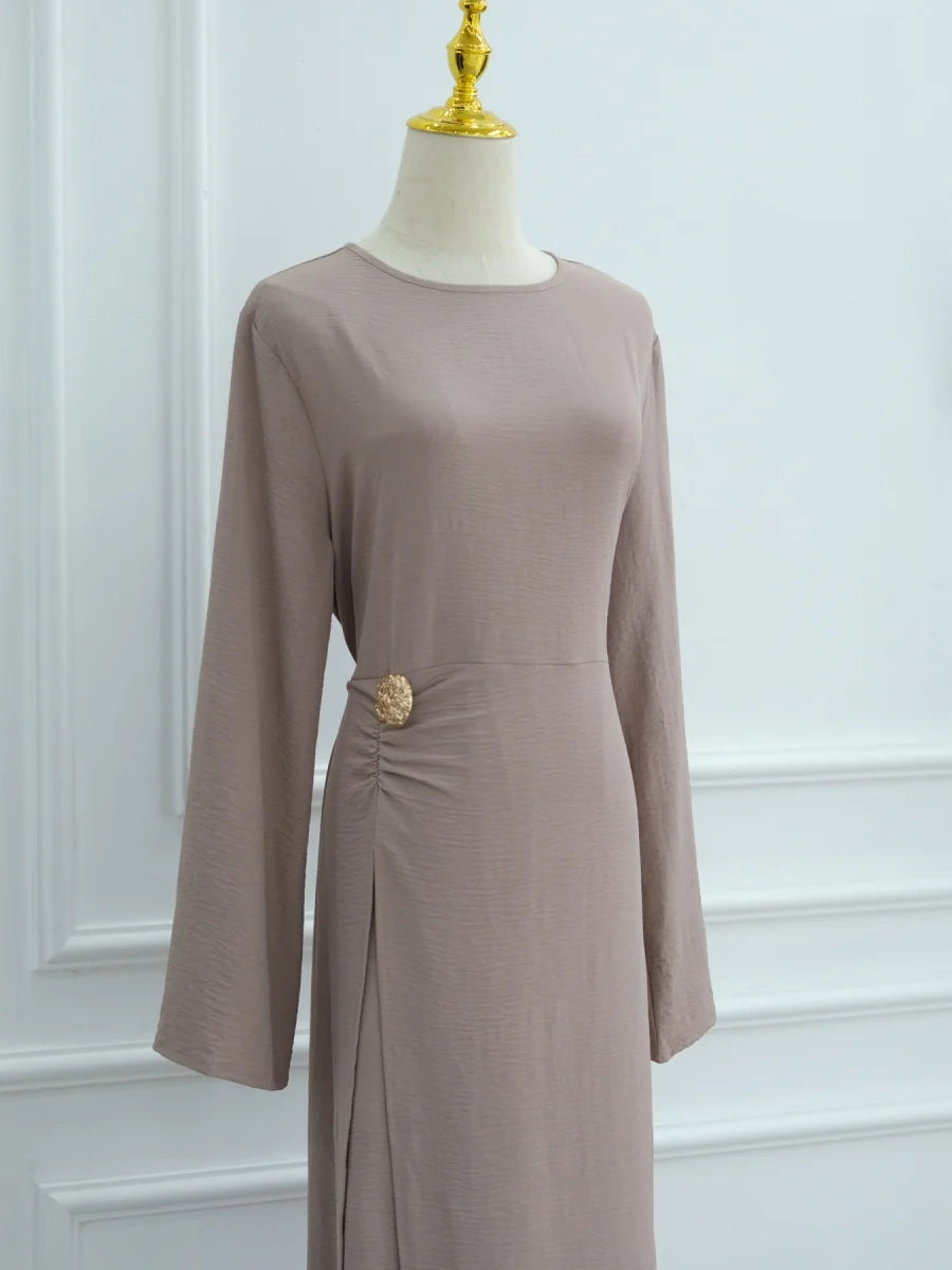 Abaya Femme Unie à Cordon – Robe Longue Modest Ramadan