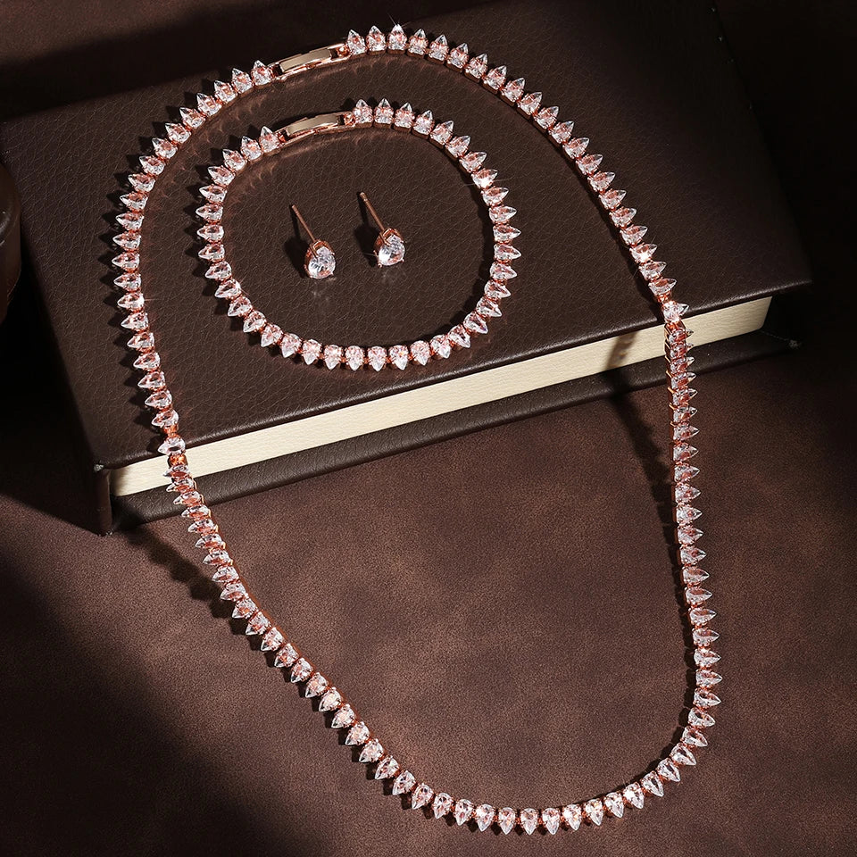 Parure collier & boucles d'oreilles zirconium AAA – Mariage