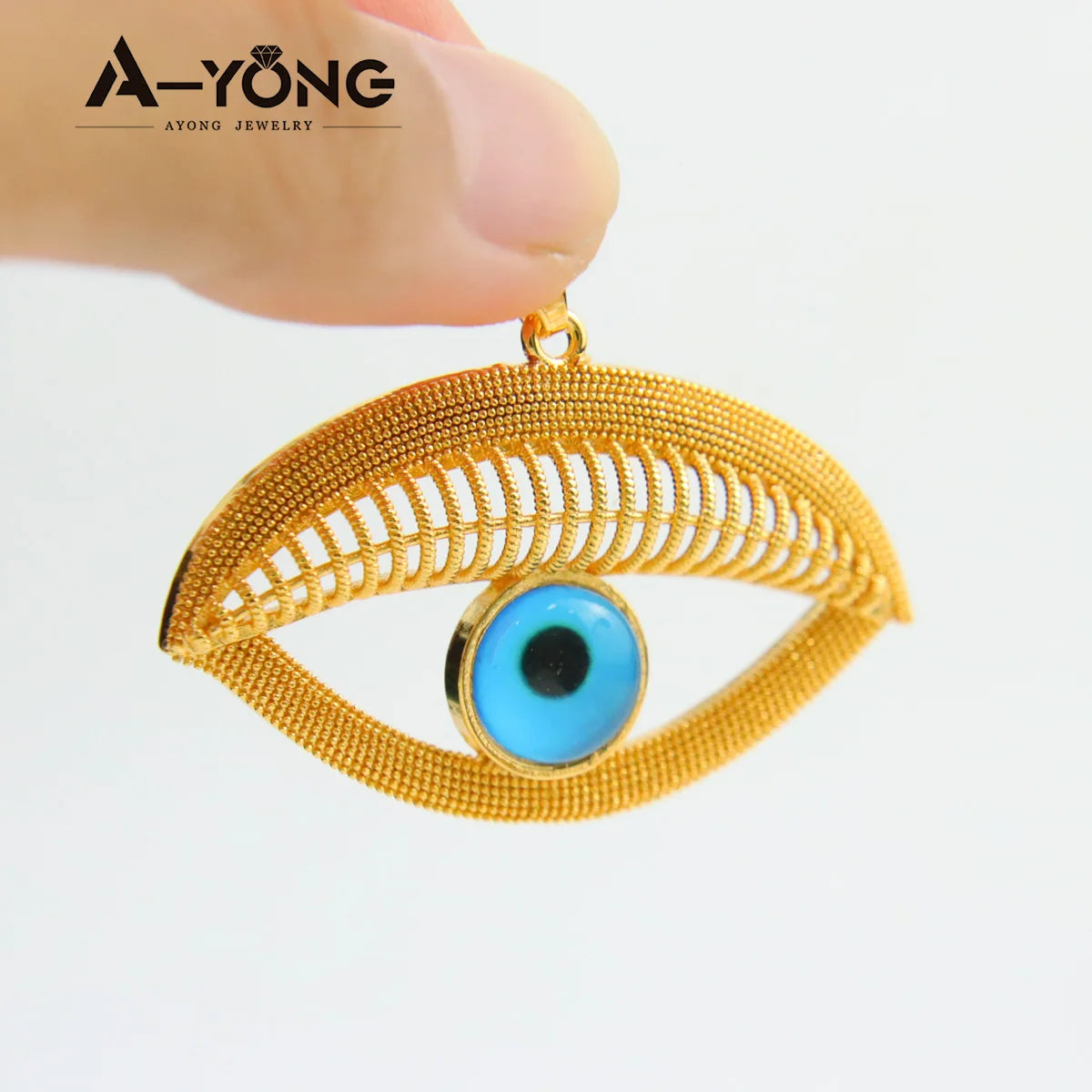 Collier pendentif œil turc porte-bonheur – Plaqué or 21k