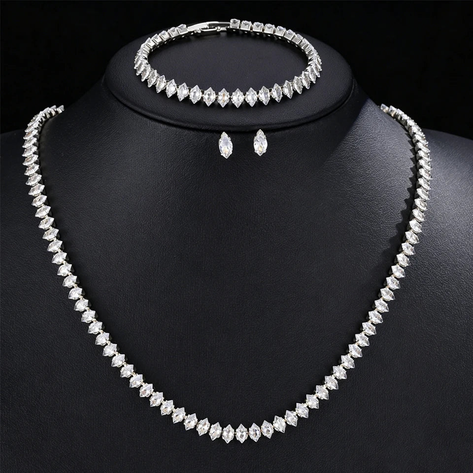 Parure collier & boucles d'oreilles zirconium AAA – Mariage