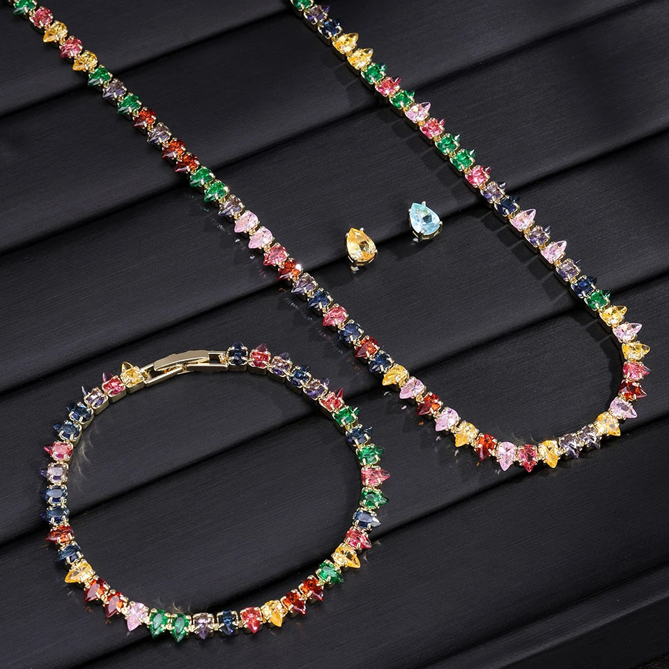 Parure collier & boucles d'oreilles zirconium AAA – Mariage