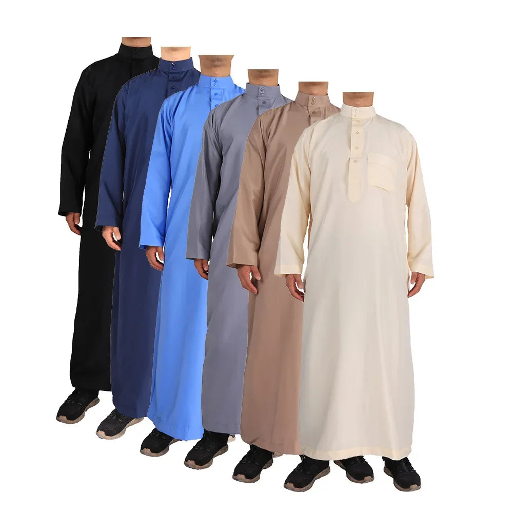 Qamis Homme Uni – Kaftan Jubba Islamique avec Bonnet