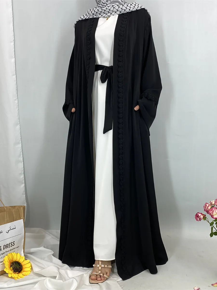 Abaya kimono noire luxe Dubai – Ramadan & Aïd