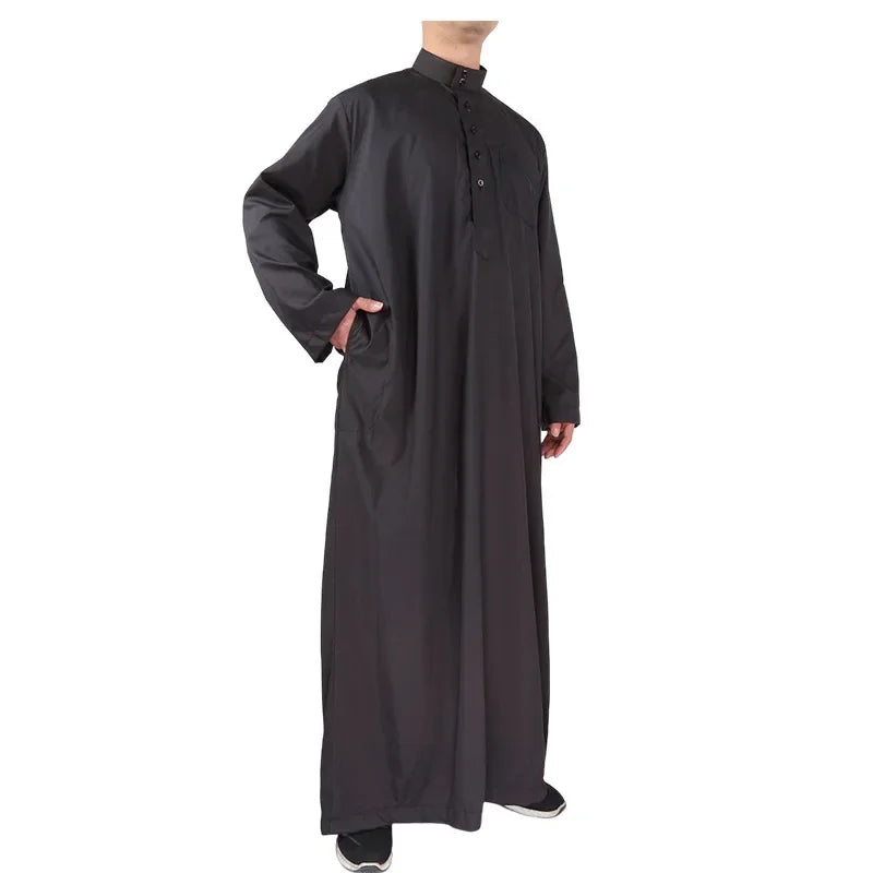 Qamis Homme Uni – Kaftan Jubba Islamique avec Bonnet