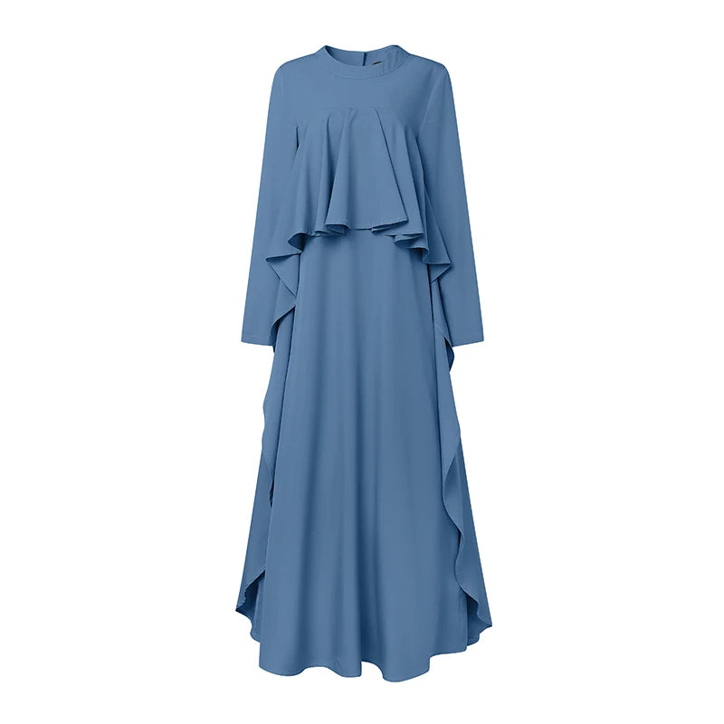 Abaya Femme Élégante Manches Longues – Robe Kaftan à Volants