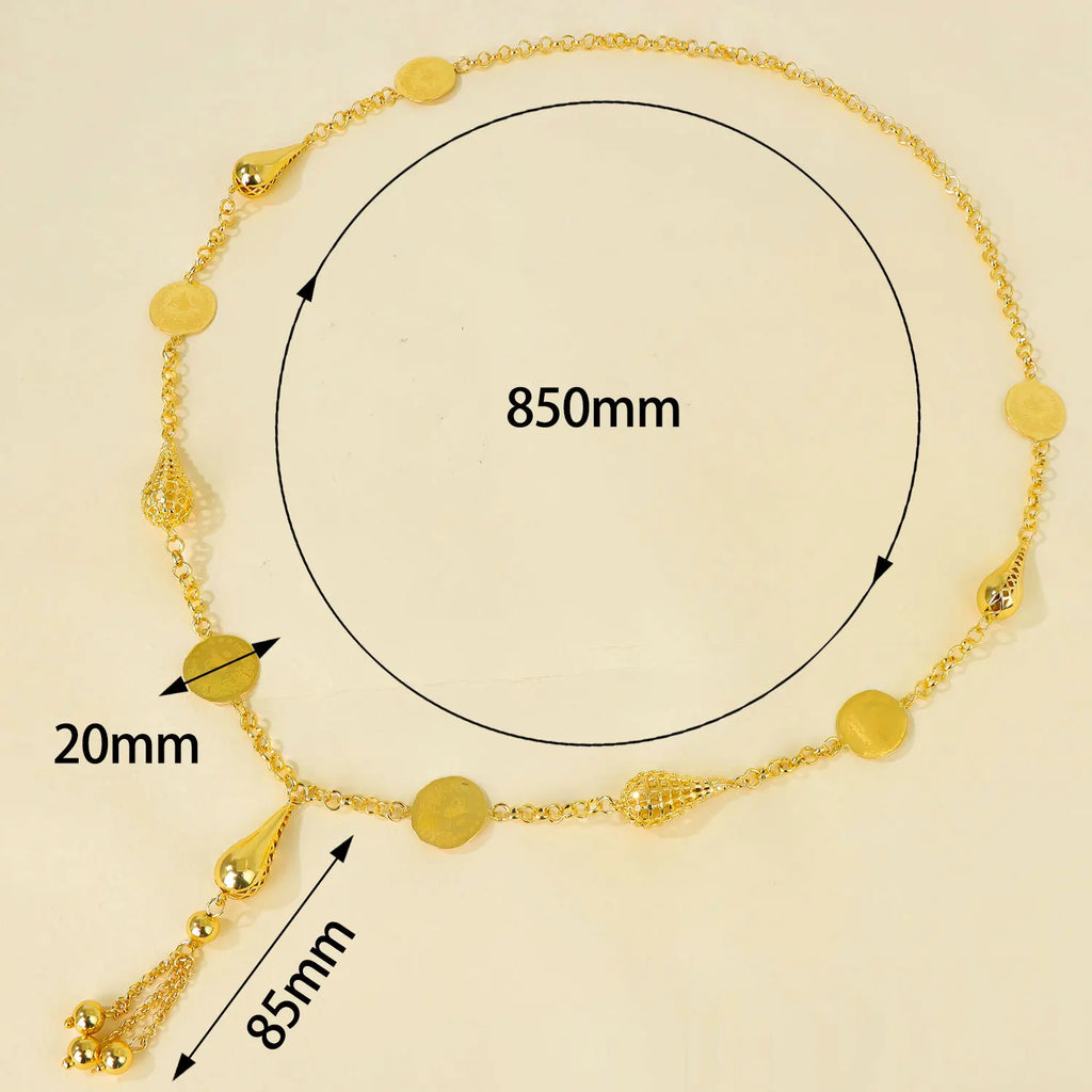 Long collier à breloques plaqué or 21k – Style Dubai