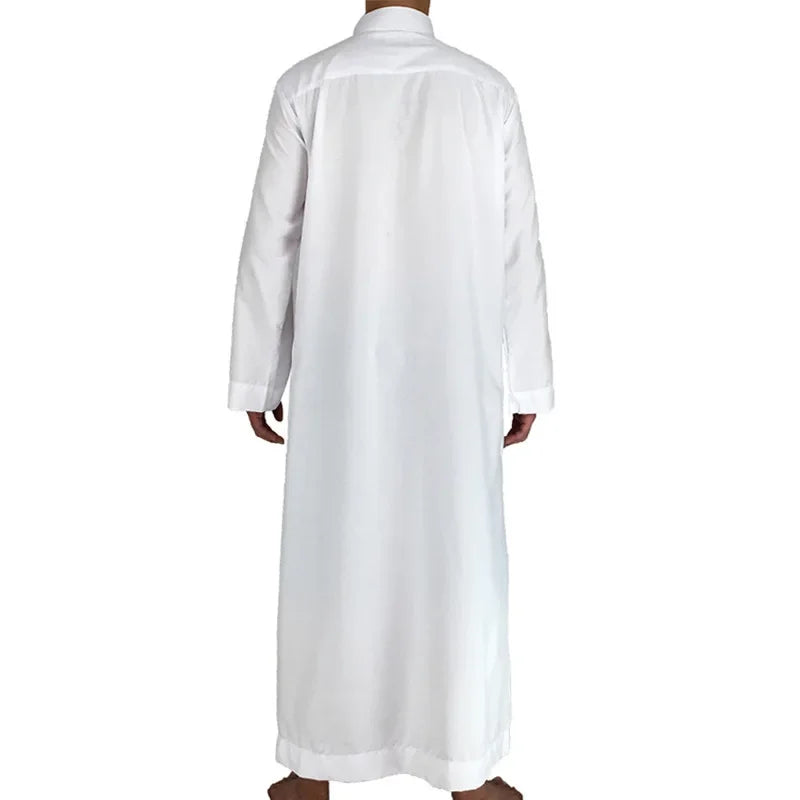 Qamis Homme Uni – Kaftan Jubba Islamique avec Bonnet