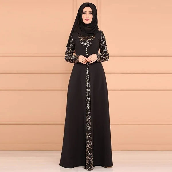 Abaya Femme Imprimée – Robe Longue Musulmane Maroc Ramadan