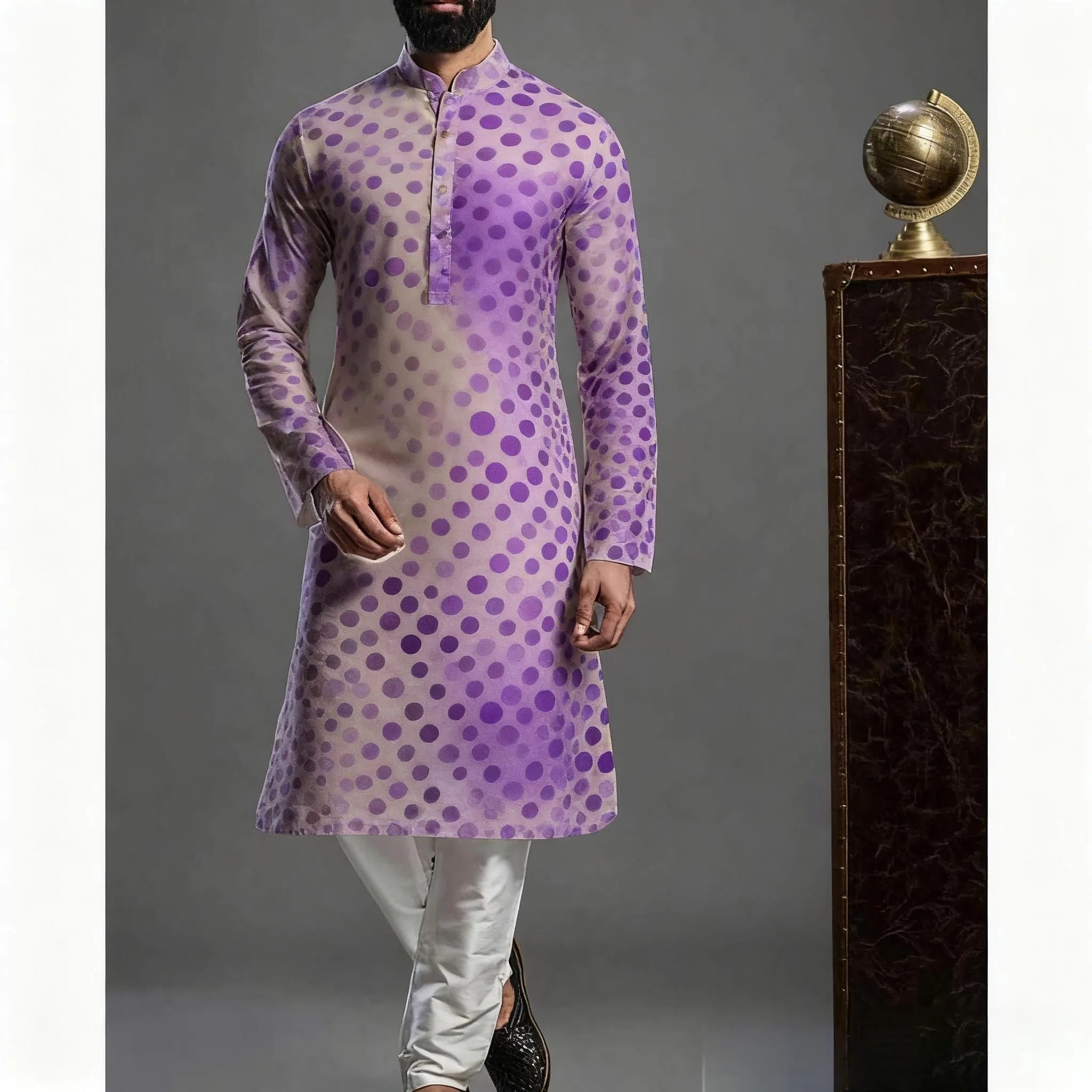 Jubba Thobe Homme Imprimé – Robe Longue Islamique Style Kimono