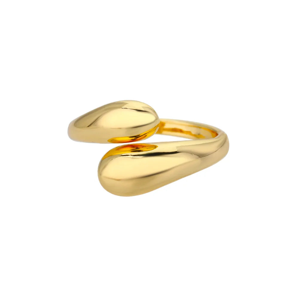 Bague ouverte réglable acier inoxydable – Plaquée or 18k