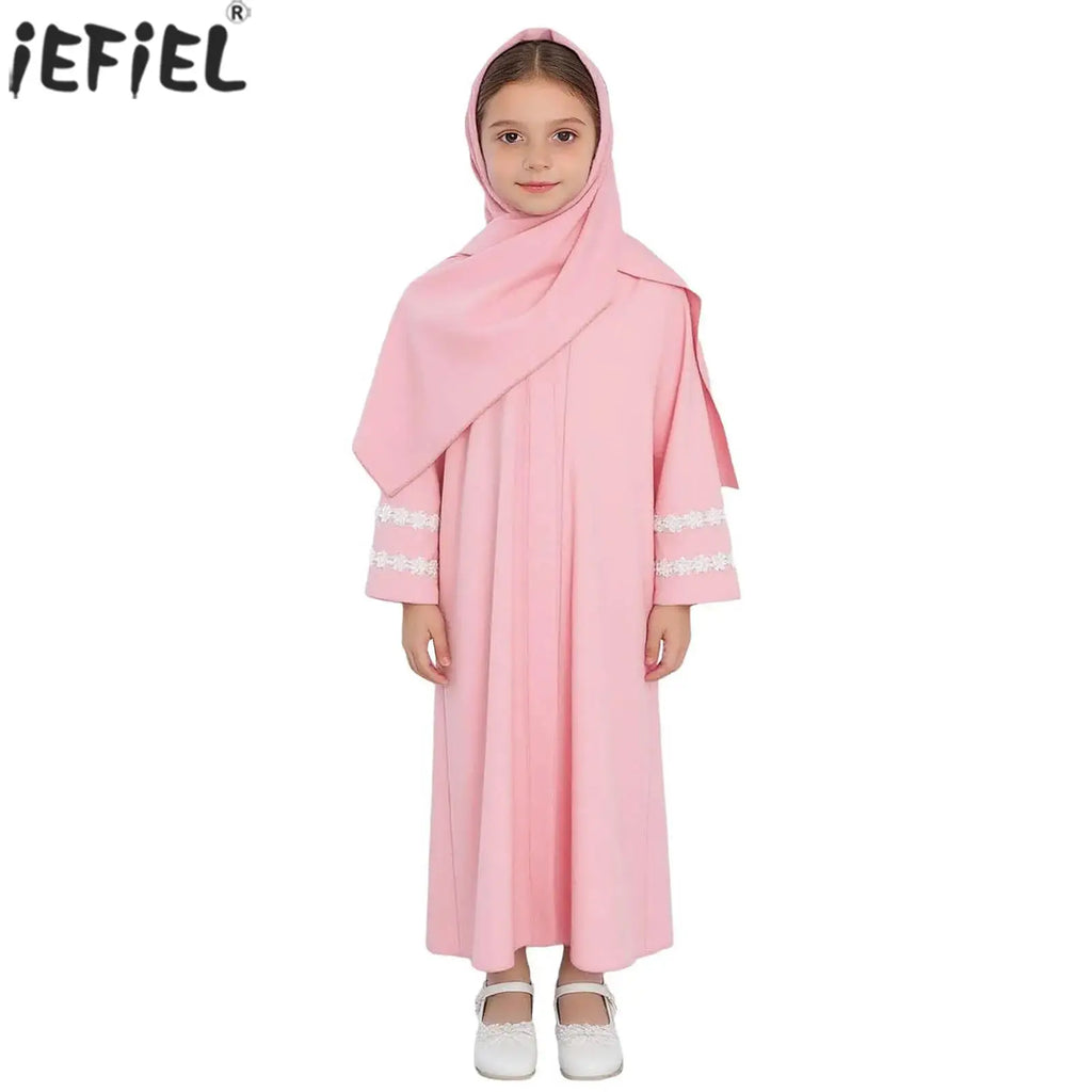 Abaya Fille avec Hijab – Robe Zippée Ramadan Eid