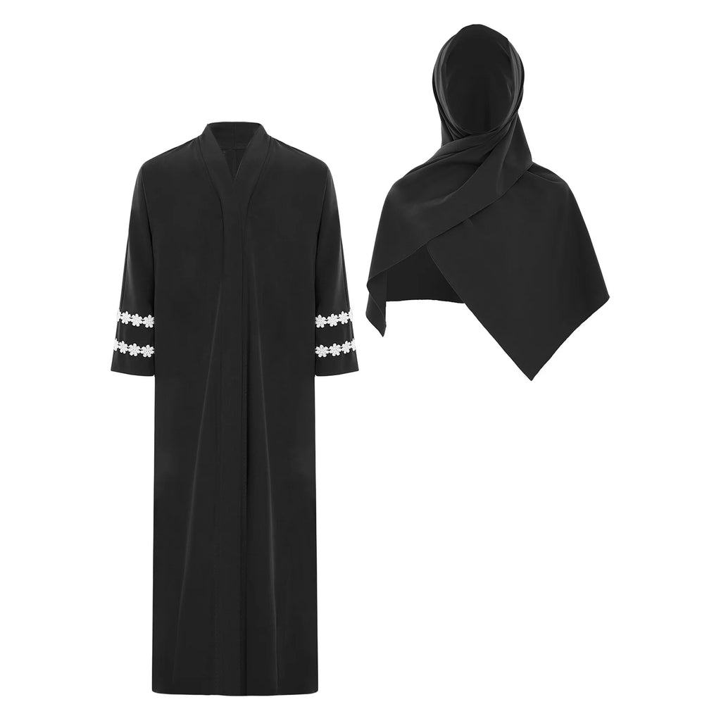 Abaya Fille avec Hijab – Robe Zippée Ramadan Eid
