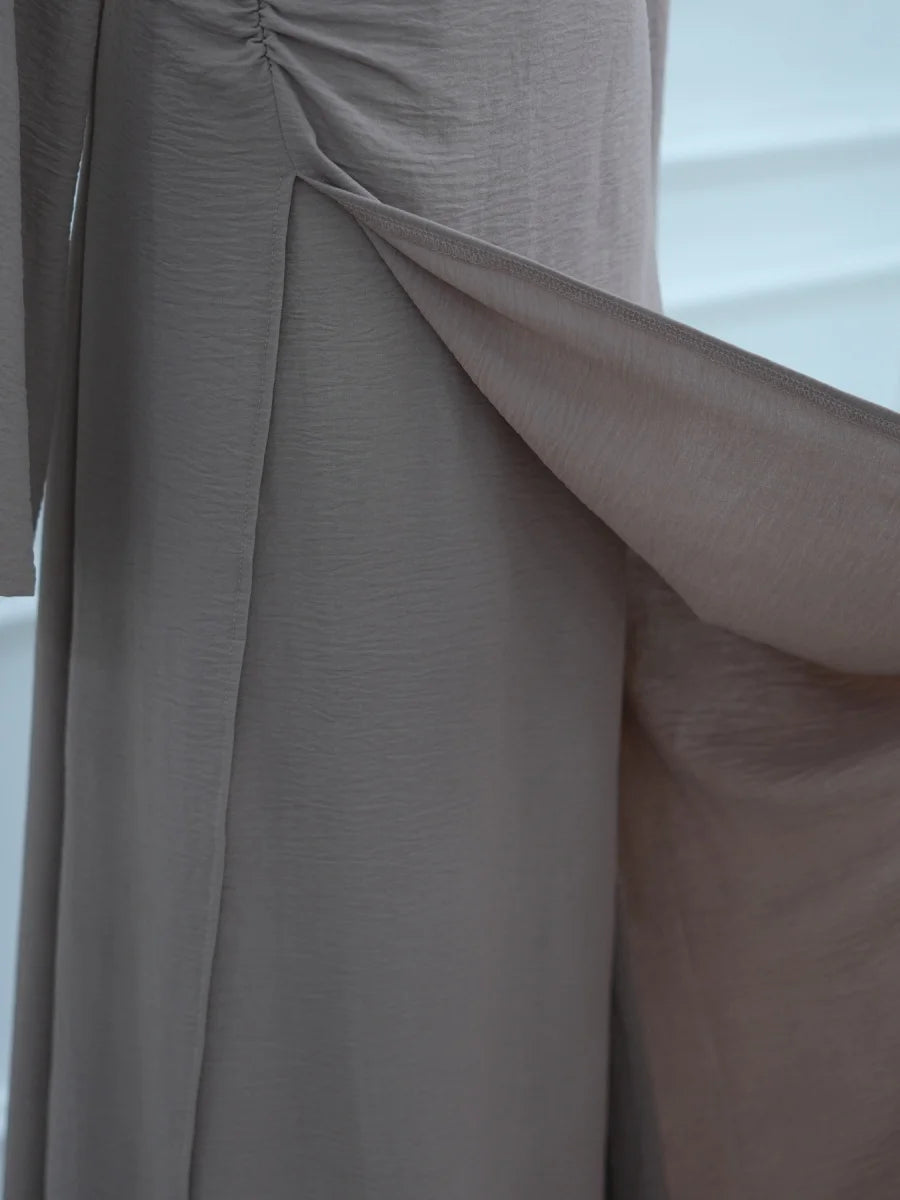 Abaya Femme Unie à Cordon – Robe Longue Modest Ramadan