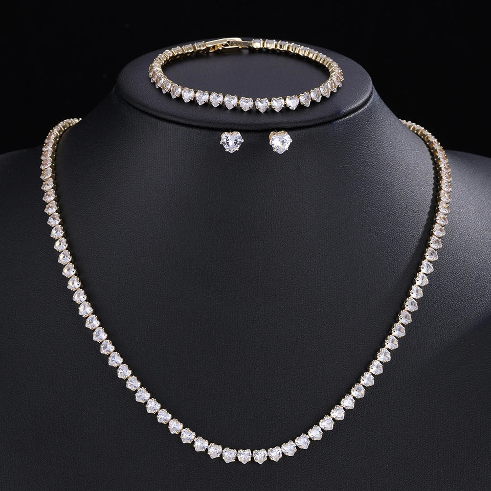 Parure collier & boucles d'oreilles zirconium AAA – Mariage