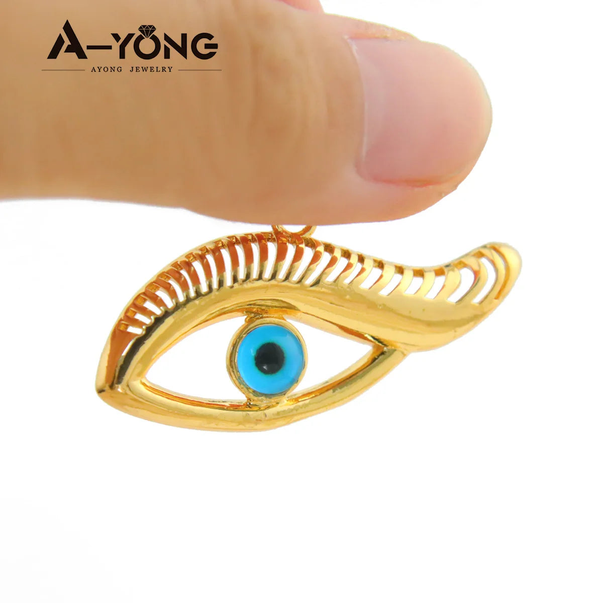 Collier pendentif œil turc porte-bonheur – Plaqué or 21k
