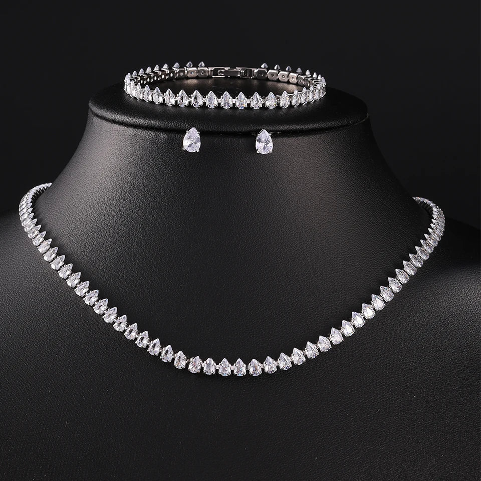 Parure collier & boucles d'oreilles zirconium AAA – Mariage