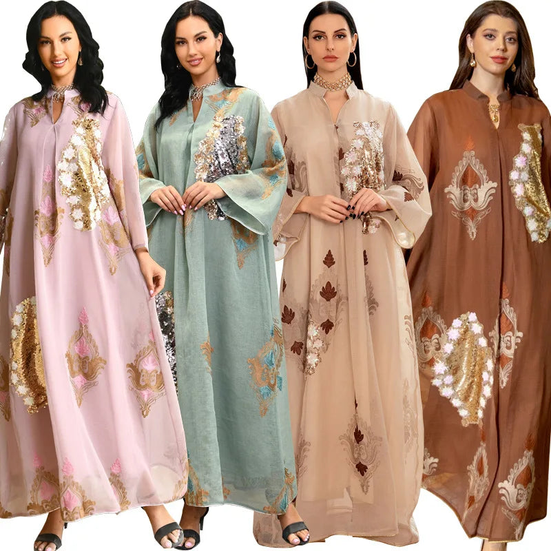 Abaya Femme Élégante Dentelle Brodée – Kaftan Marocain Soirée