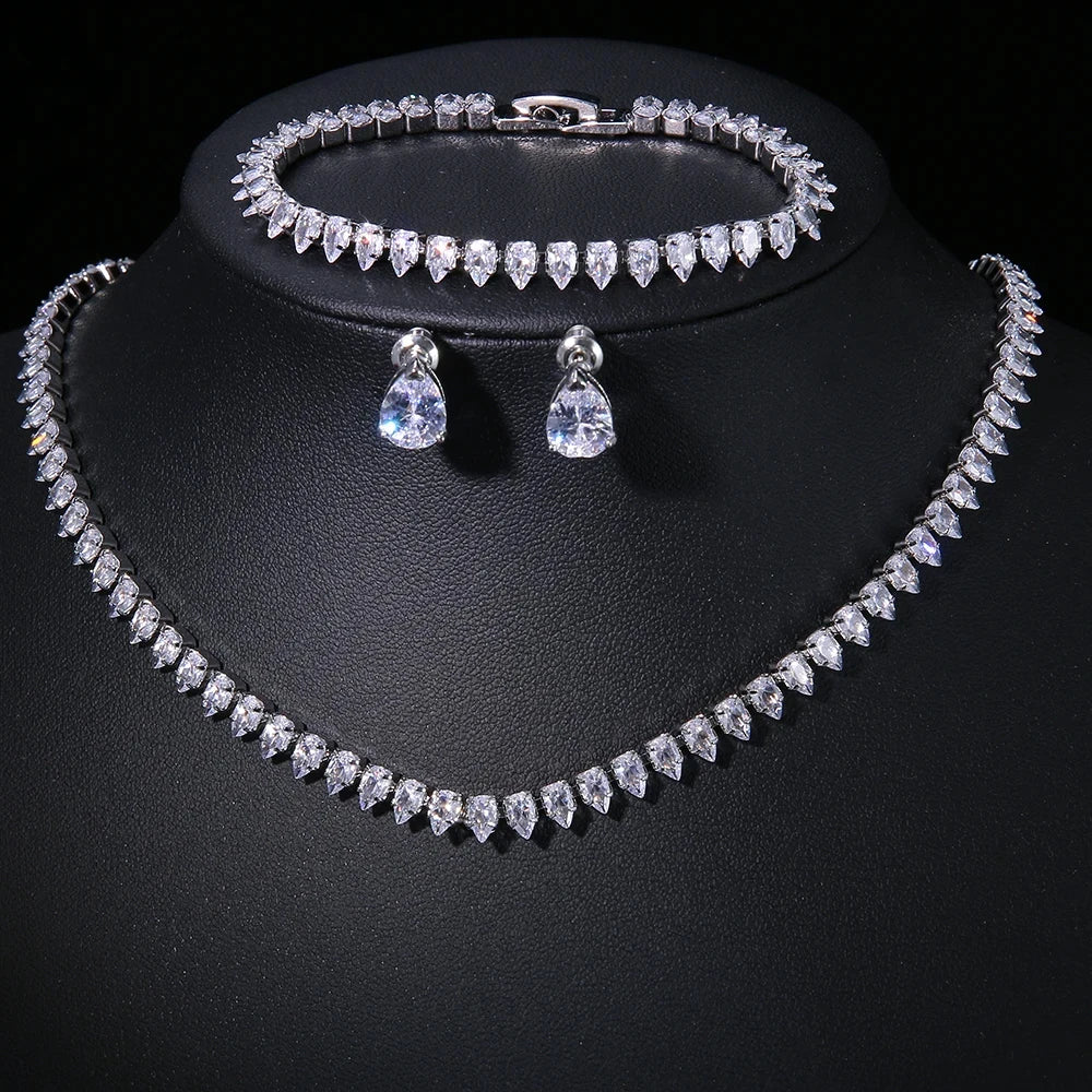 Parure collier & boucles d'oreilles zirconium AAA – Mariage