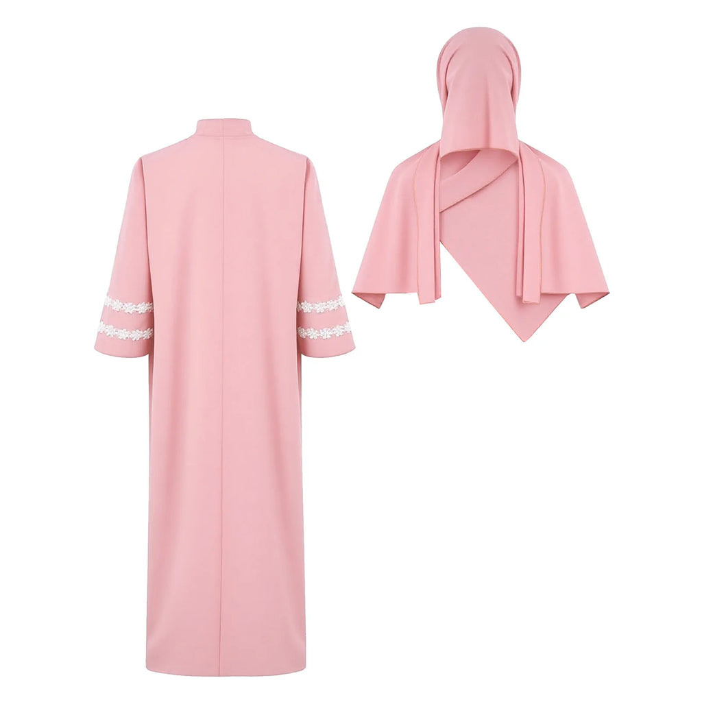Abaya Fille avec Hijab – Robe Zippée Ramadan Eid