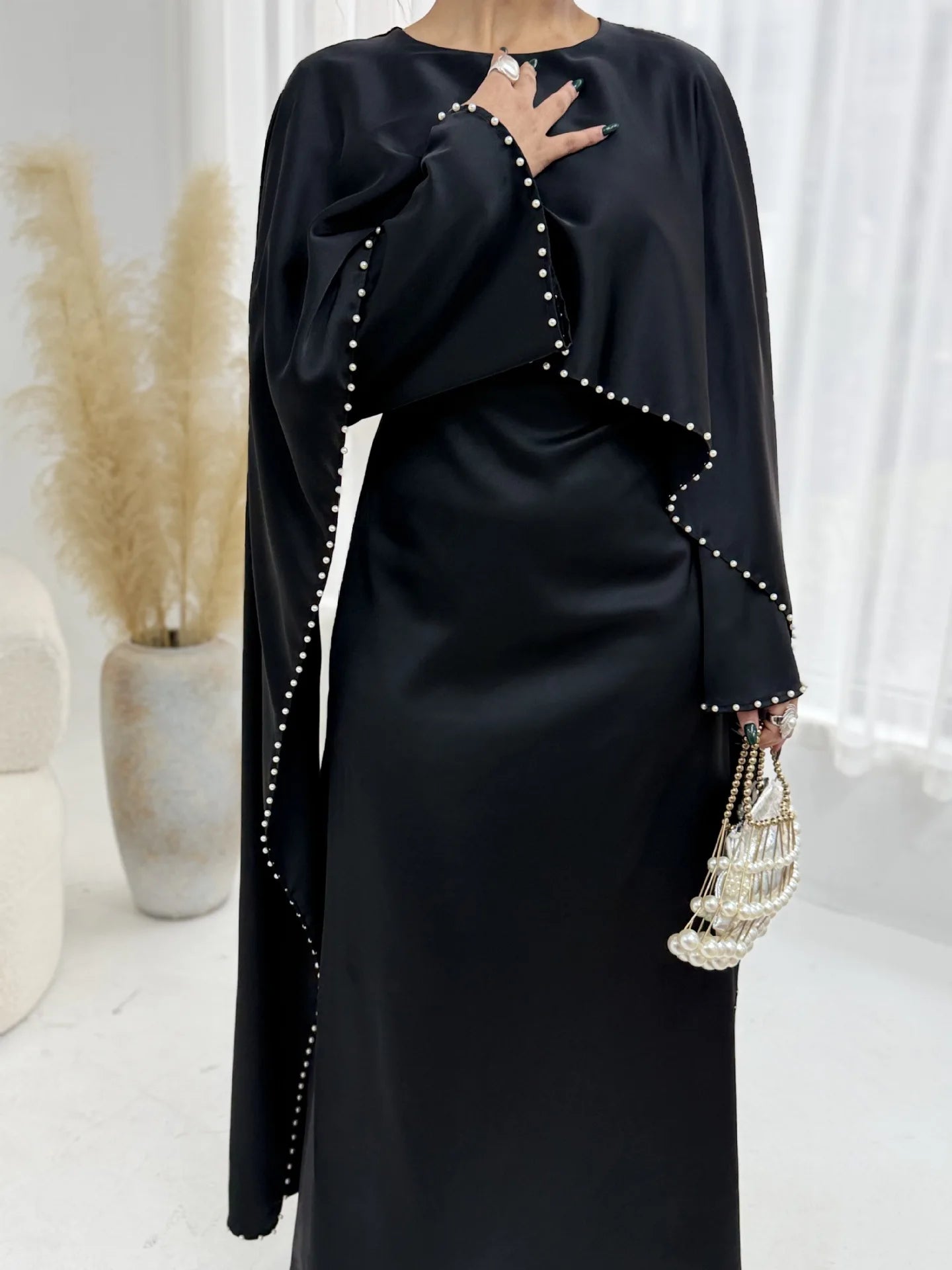 Abaya cape perles Dubai – Robe modeste raffinée