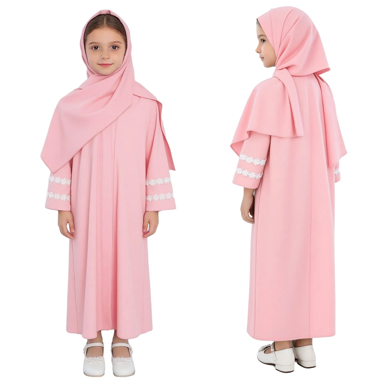Abaya Fille avec Hijab – Robe Zippée Ramadan Eid