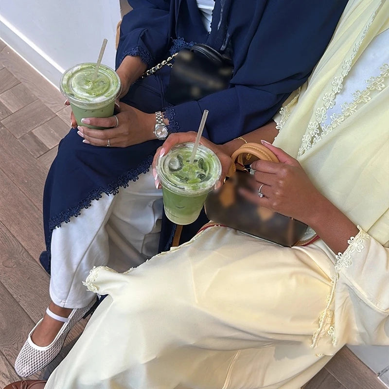 Ensemble abaya & hijab dentelle – Tenue Aïd