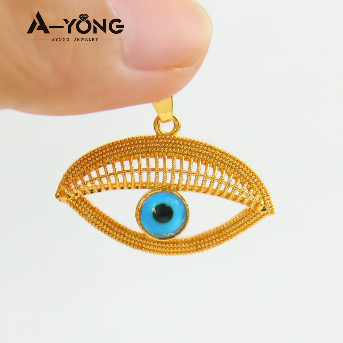 Collier pendentif œil turc porte-bonheur – Plaqué or 21k