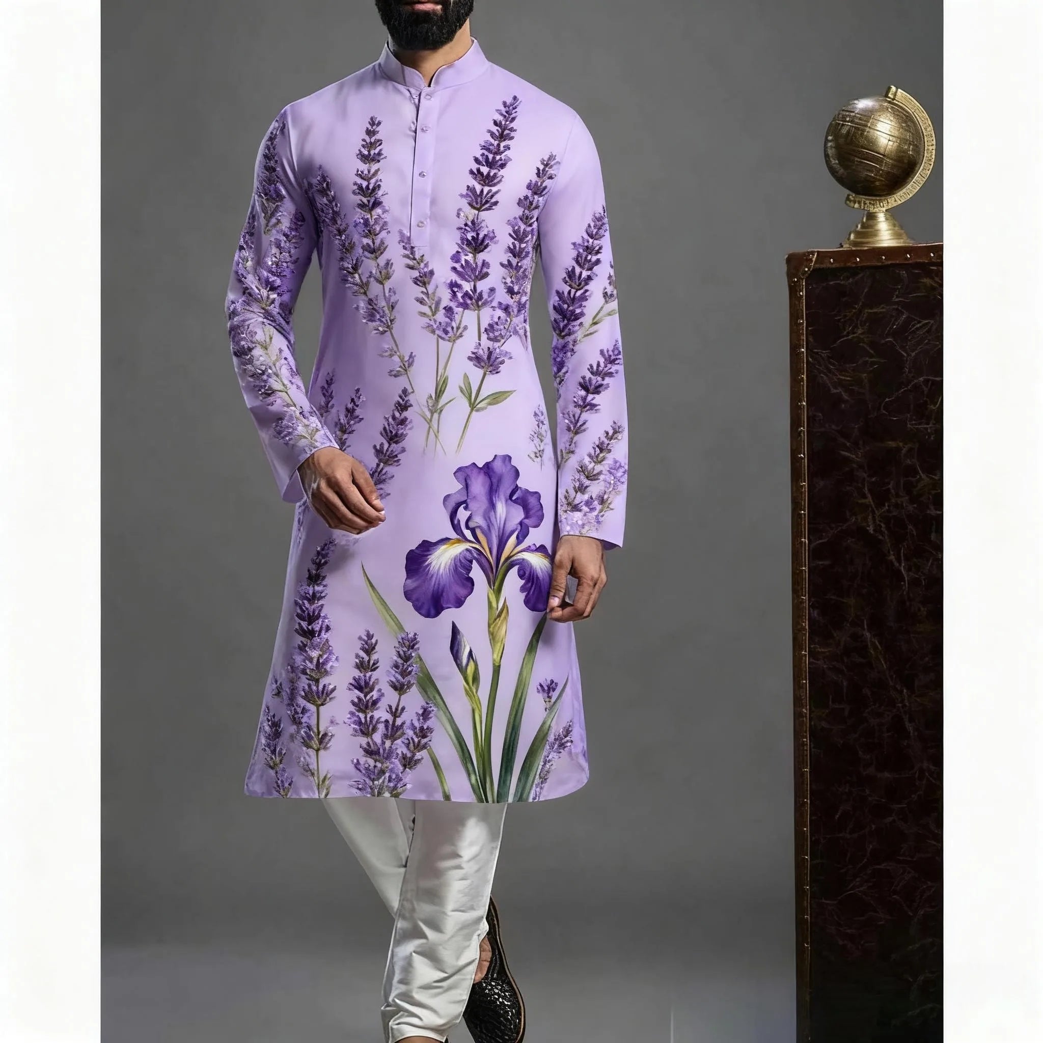 Jubba Thobe Homme Imprimé – Robe Longue Islamique Style Kimono