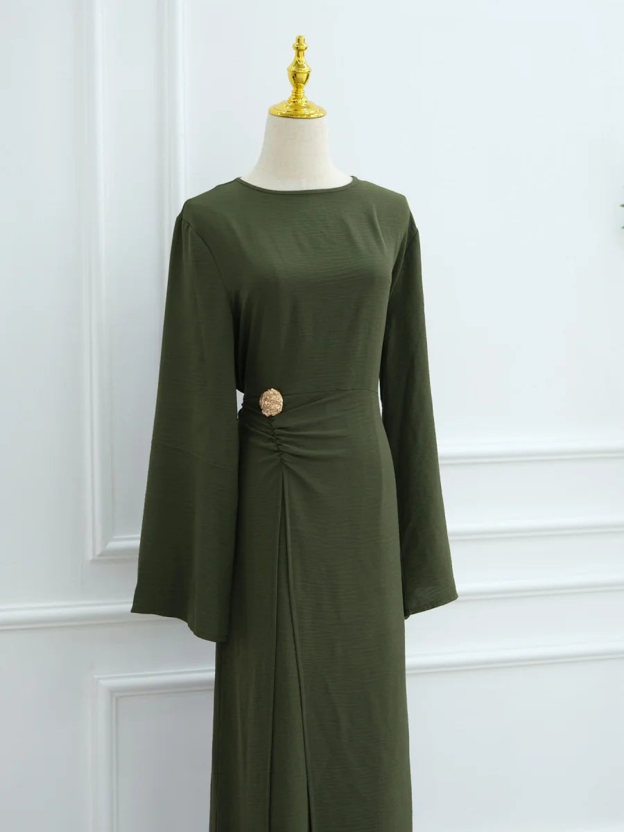 Abaya Femme Unie à Cordon – Robe Longue Modest Ramadan