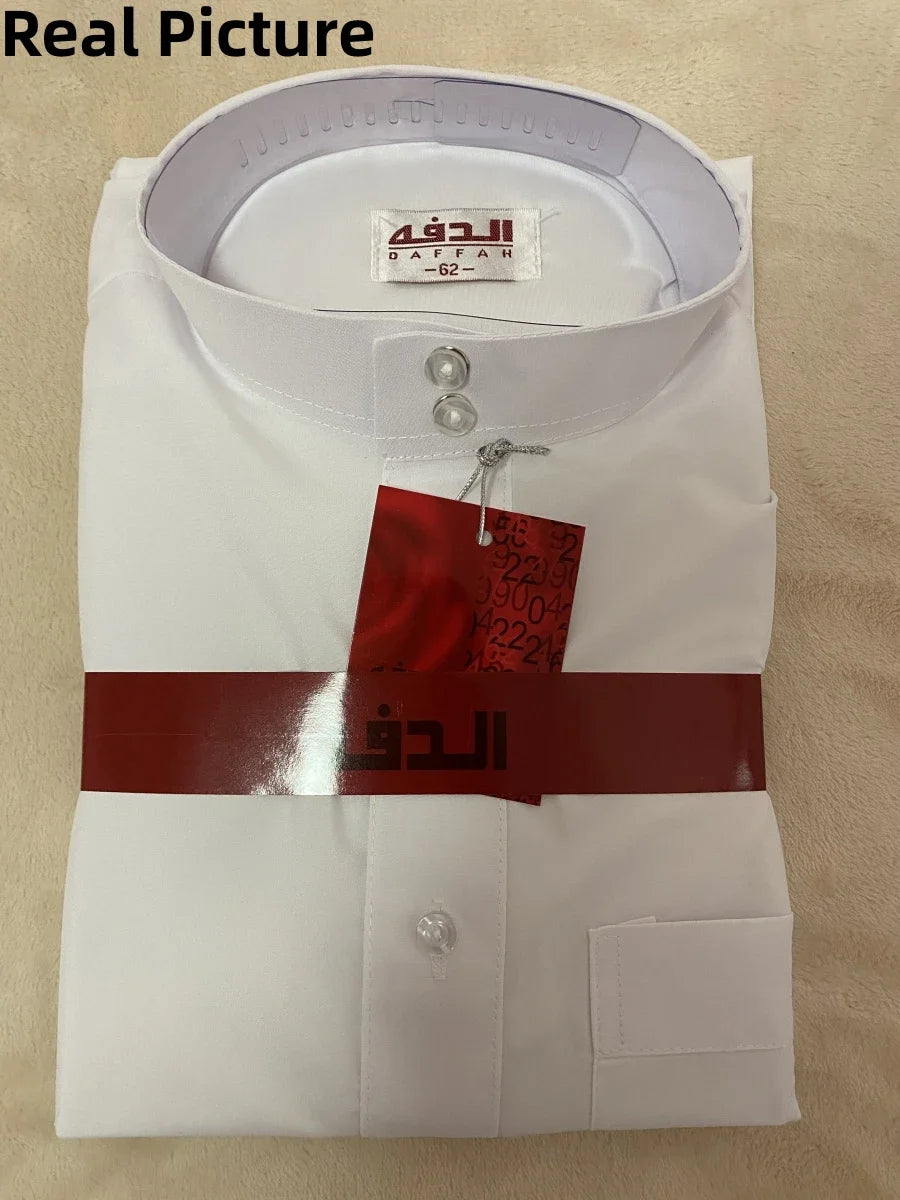 Qamis Homme Uni – Kaftan Jubba Islamique avec Bonnet
